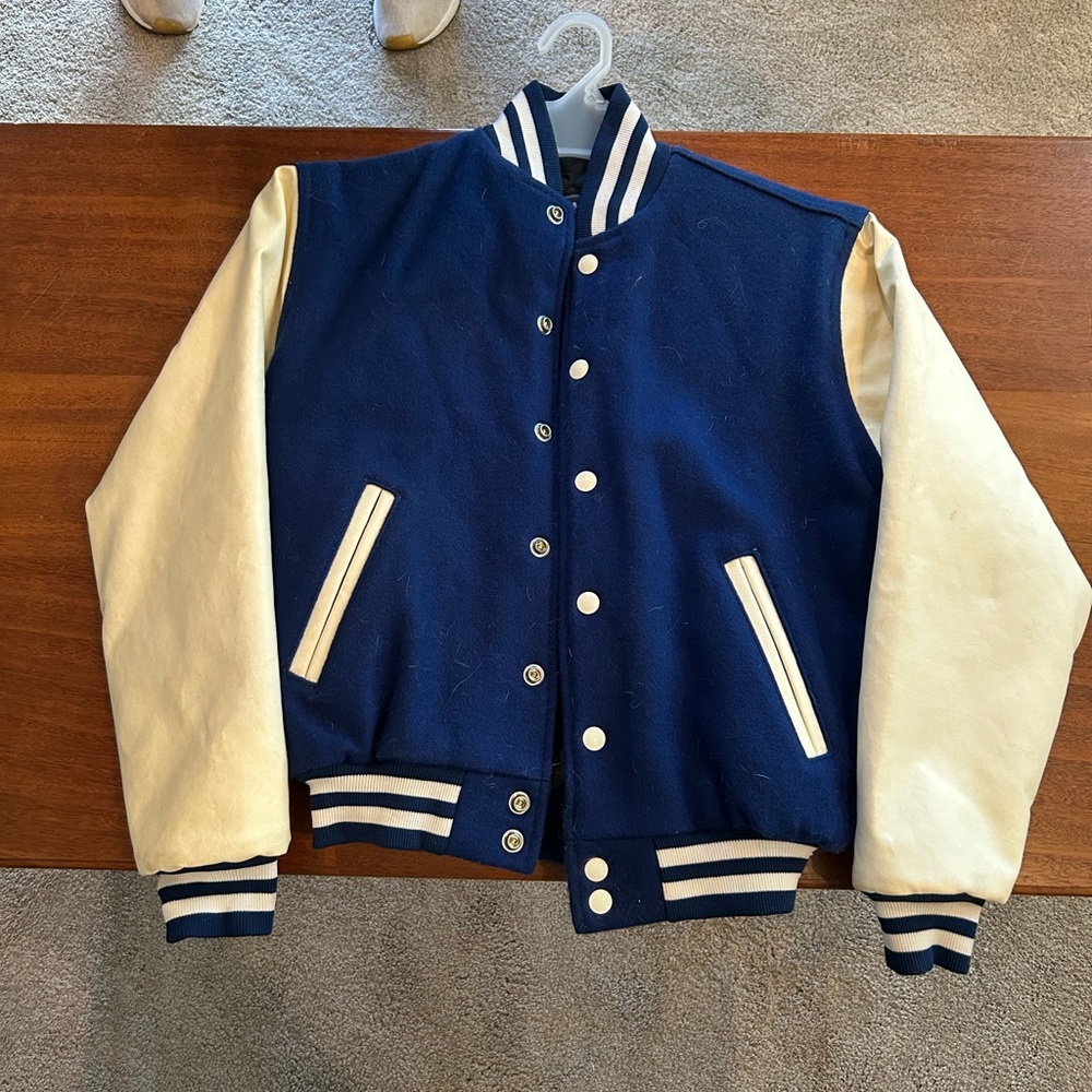 Rennoc Classic Boys’ Blue and White Varsity Jacket (L)